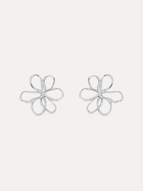 Small Threaded Flower Earrings Front View