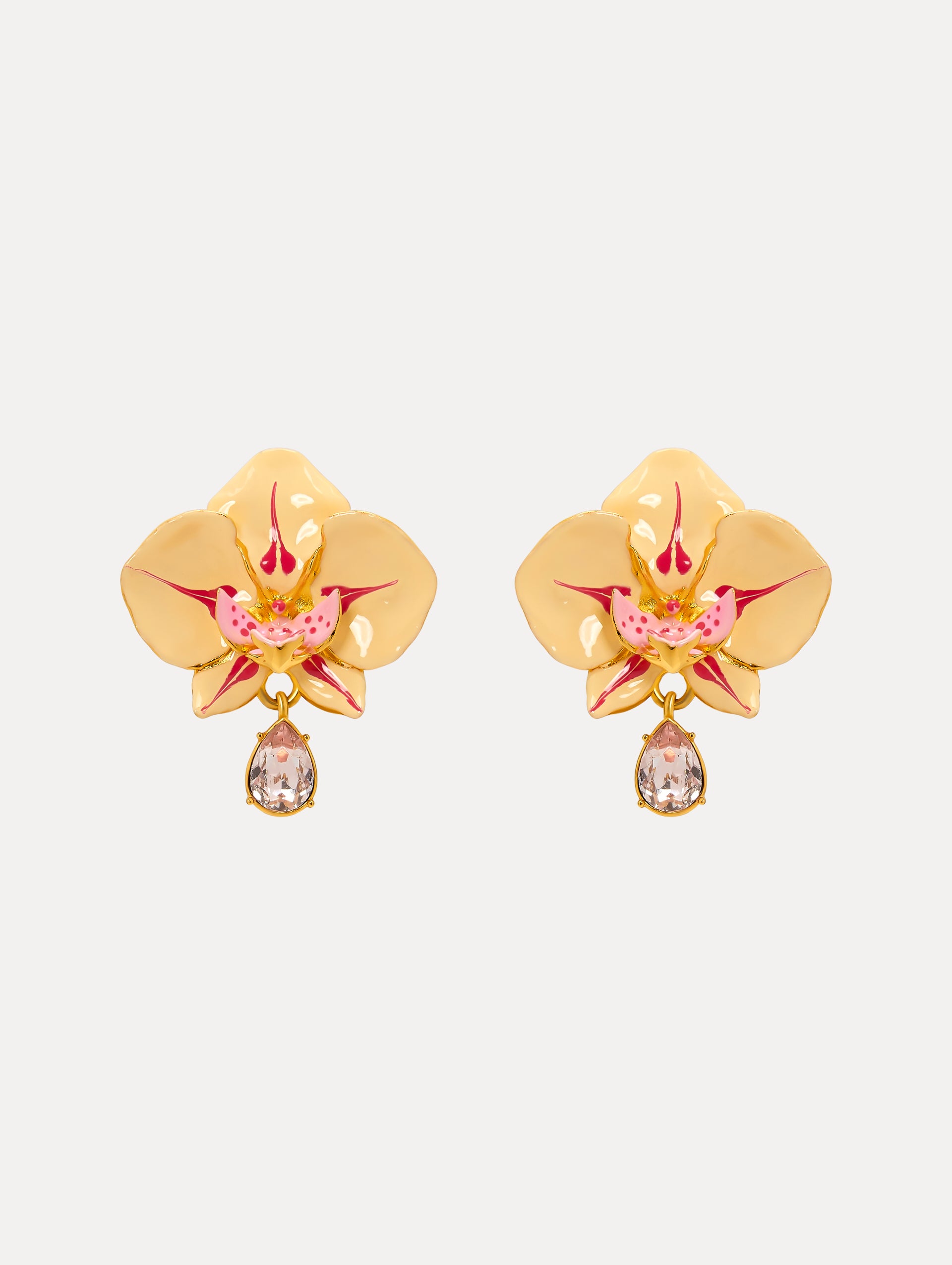 Watercolor Orchid Clip-On Earrings Front View