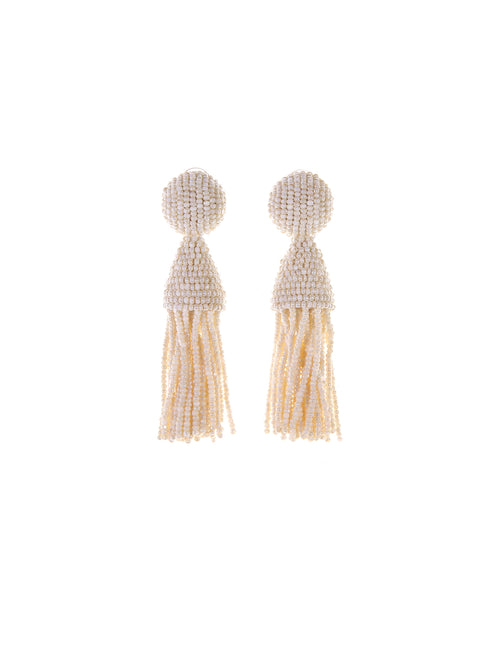 Ivory Classic Short Tassel Earrings