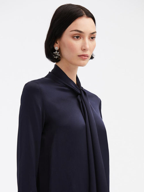 Tie-Neck Silk Blouse Side View